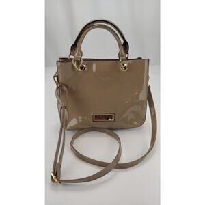 Marc New York by Andrew Marc Patent Leather Taupe Small Crossbody Bag Rare Find